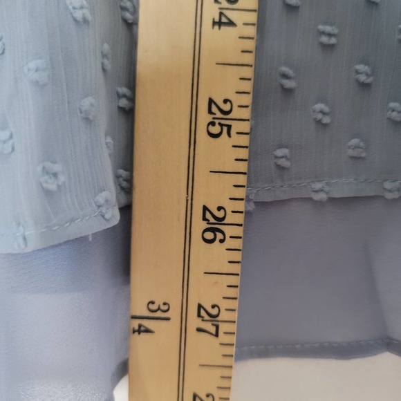 LOGO Lounge Cardigan XS Blue Open Front Terry Chiffon Swiss Dot Layered‎ Panels - Picture 6 of 6